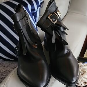 Napoleoni Italian Leather Women's Elegant Black Ankle Booties